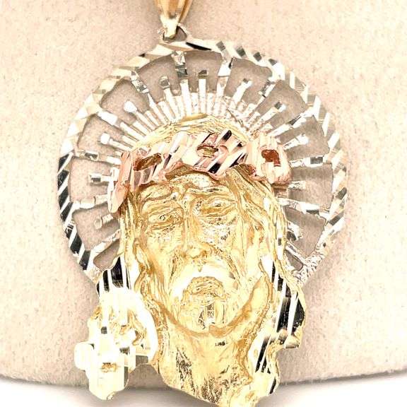 14K YELLOW AND ROSE GOLD JESUS FACE CHARM WITH CHAIN