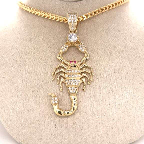 14K YELLOW GOLD SCORPIO CHARM WITH CHAIN