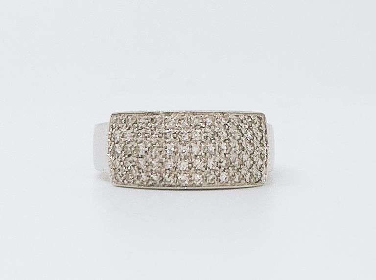 14kt Solid White Gold & Diamond Band Ring
