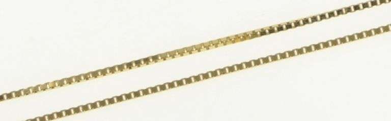 14K Yellow Gold 0.6mm Square Classic Box Chain Link Vintage Necklace