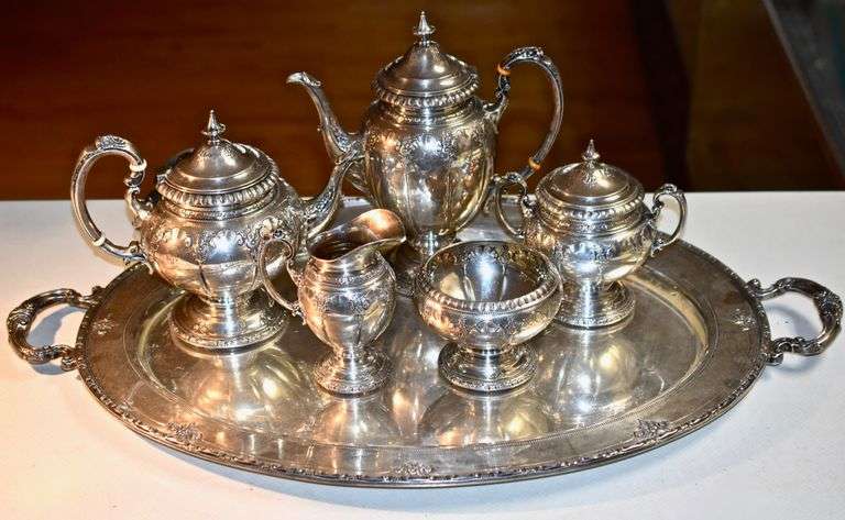 Stunning 5-Piece Sterling Towle Tea Set with Tray