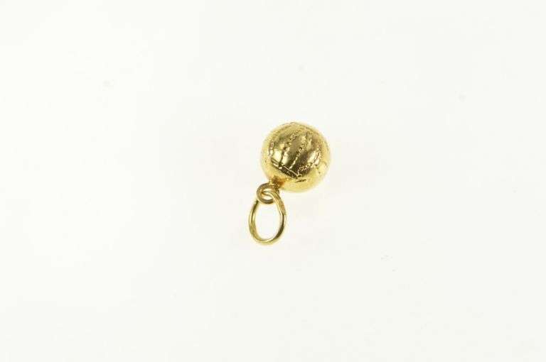 18K Yellow Gold 3D Volleyball Sport Vintage Charm/Pendant