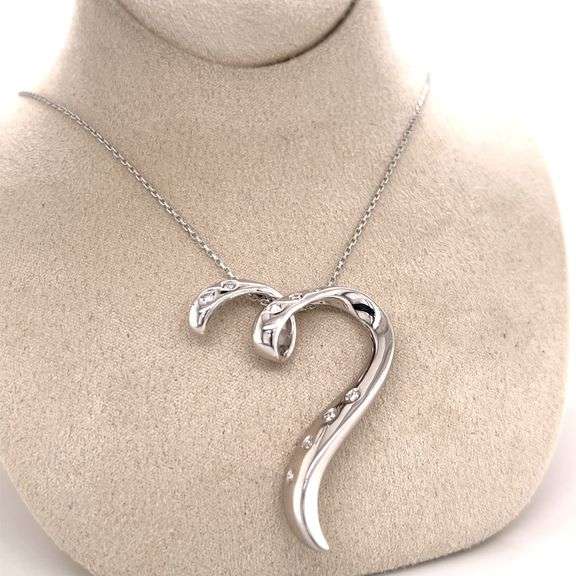14K WHITE GOLD CHARM NECKLACE WITH DIAMONDS