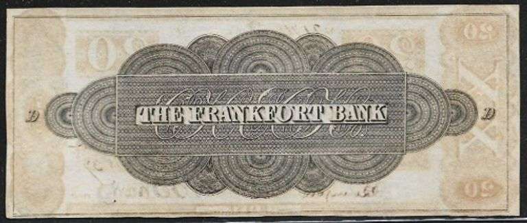 Crisp Exceptional 1800's $20 Note Frankfort Bank Of Frankfort Maine!