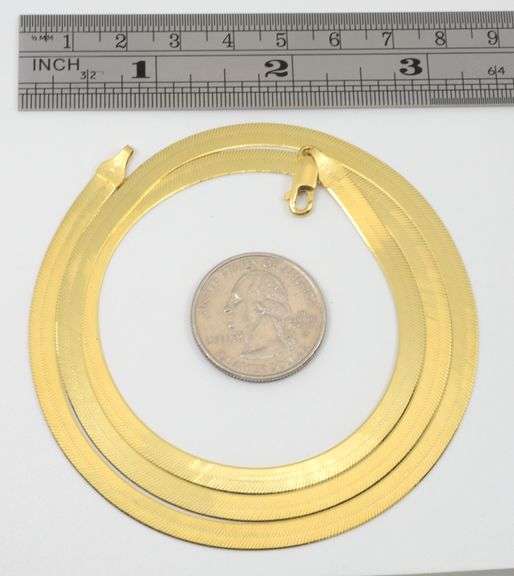 Reflective 18k Italian Made Herringbone Necklace