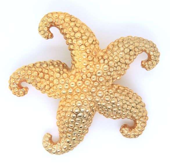 Gorgeous Yellow Gold Starfish Brooch