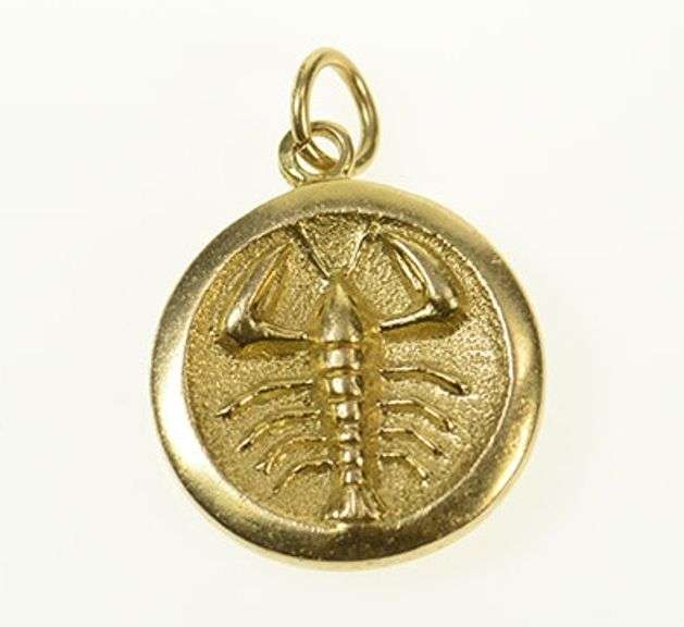 14K Yellow Gold Lobster Embossed Regeneration Symbol Charm/Pendant