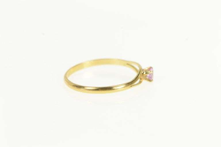 Gold Filled Sim. Pink Topaz Solitaire Vintage Simple Ring