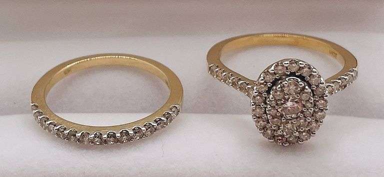 10kt Solid Gold Diamond Wedding Ring Set