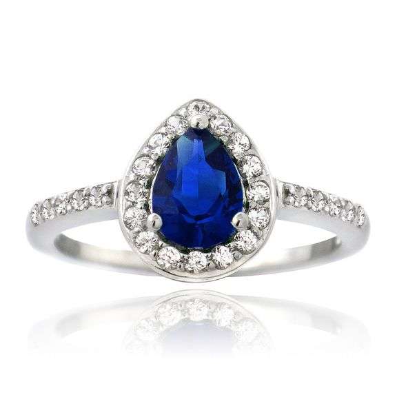 Sterling Silver Created Blue & White Sapphire Ring