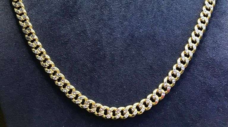 LUXURIOUS 14K YELLOW GOLD CUBAN LINK DIAMOND CUT CHAIN NECKLACE