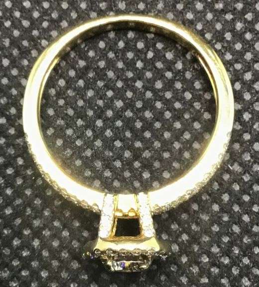 STUNNING HALO CROWN 14K YELLOW GOLD ENGAGEMENT DIAMOND RING