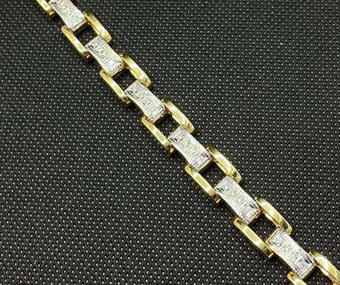 TWO TONE MENS 1.00 CARAT T.W. DIAMOND BRACELET IN 14K YELLOW AND WHITE GOLD