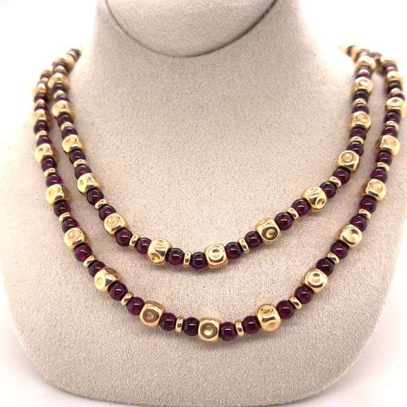 14K YELLOW GOLD BEAD CHAIN NECKLACE
