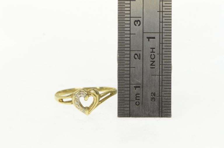 10K Yellow Gold Heart Diamond Love Symbol Valentine Classic Ring