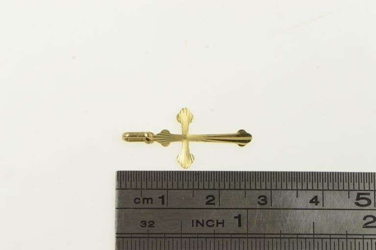 14K Yellow Gold Burst Design Cross Christian Faith Pendant