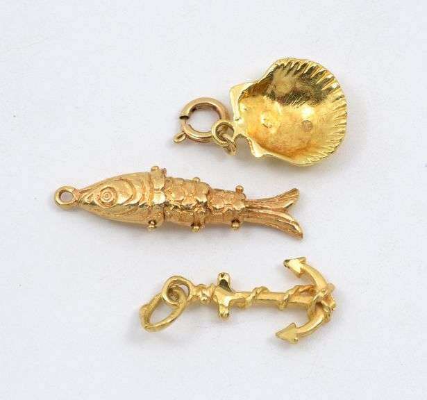 Group of 3 Seashore Themed 14k Pendants