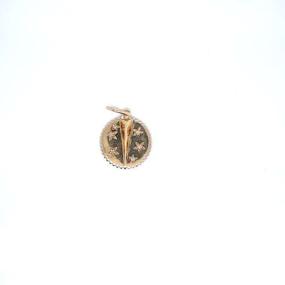 14K YELLOW GOLD CHARM WITH DIAMOND FLOWERS