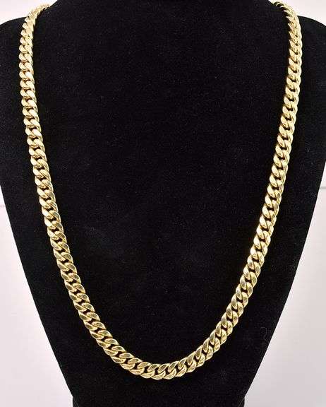 Noble Curb And Cuban Chain Link Necklace In 14K Yellow Gold