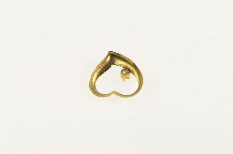 14K Yellow Gold Diamond Curvy Heart Love Symbol Charm/Pendant