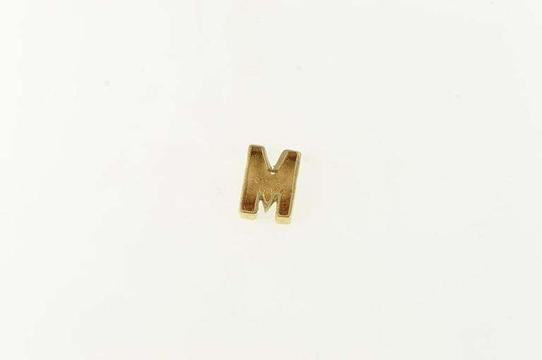 14K Yellow Gold M Squared Boxy Letter Initial Monogram Pendant