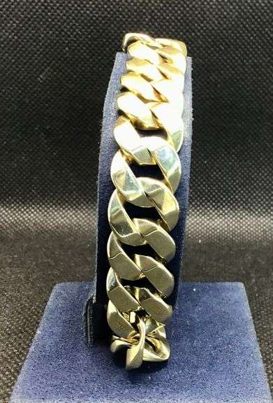 SOLID 14K YELLOW GOLD CUBAN CHAIN MAN'S BRACELET