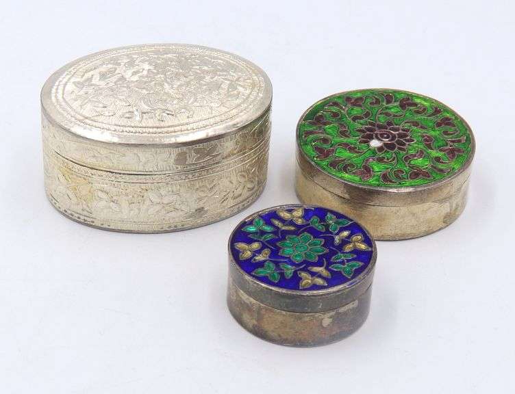 Vintage 925 Sterling Silver Lot of 3 Trinket Boxes