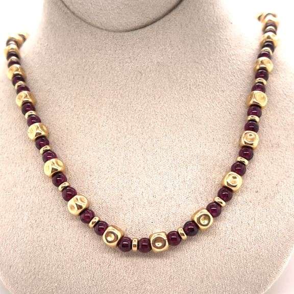 14K YELLOW GOLD BEAD CHAIN NECKLACE