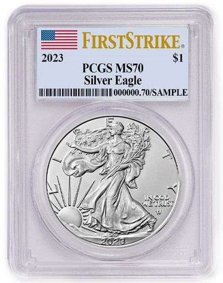 CERTIFIED UNCIRCULATED SILVER EAGLE 2023 MS70 PCGS FIRST STRIKE