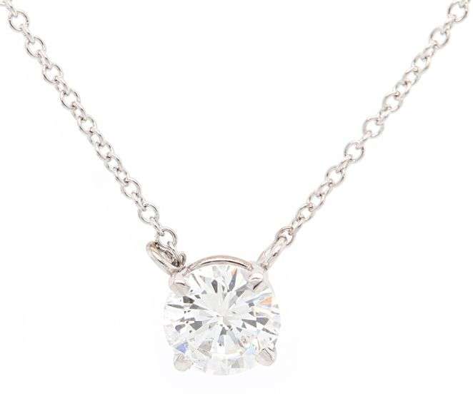 Italian 0.70ct Round Diamond Solitaire Pendant Necklace in 14K