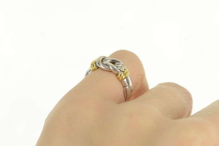 14K White Gold Hamilton Knot Two Tone Classic Vintage Ring
