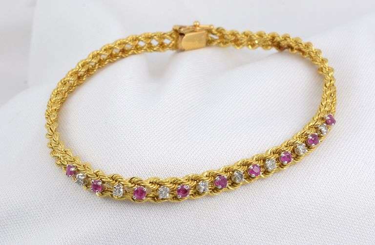 Sweet Ruby and Diamond Rope Bracelet