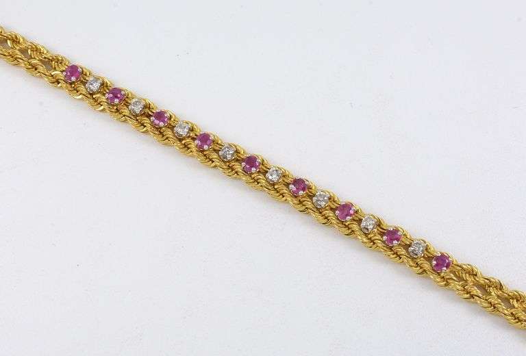 Sweet Ruby and Diamond Rope Bracelet