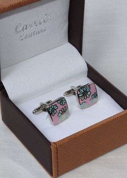 Handsome Pair Jeweled Style Cufflinks By Carelli