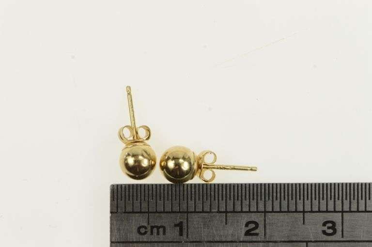 14K Yellow Gold 5.0mm Classic Round Ball Sphere Stud Earrings