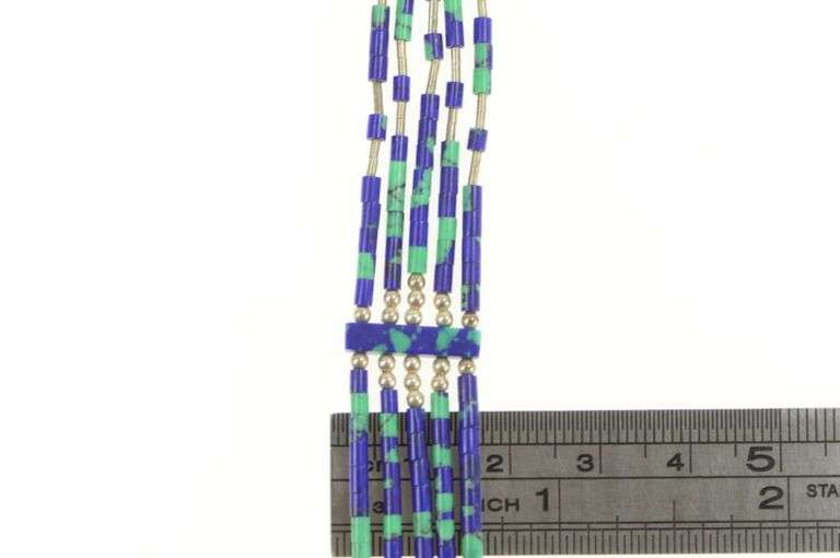 Sterling Silver Azurite Beaded Liquid Silver Southwestern Necklace