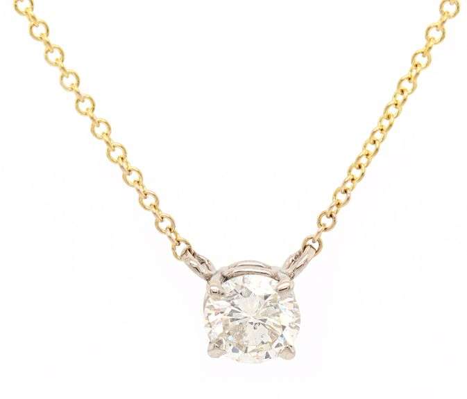 Italian 0.48ct Round Diamond Solitaire Pendant Necklace in 14K