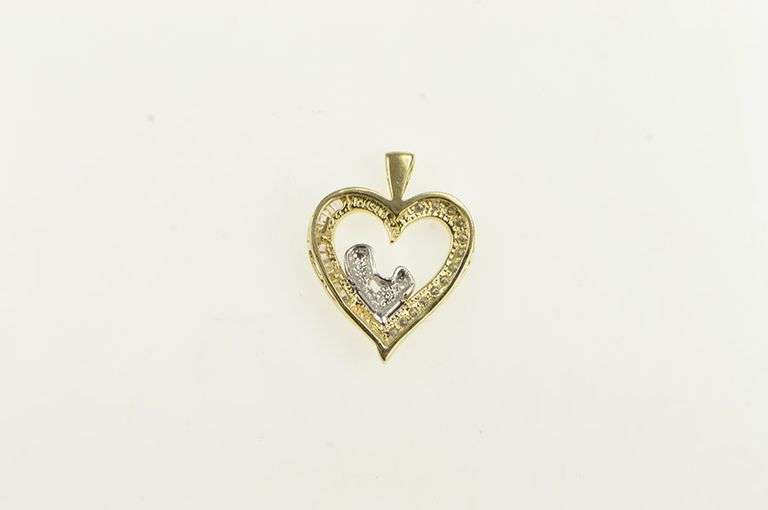 10K Yellow Gold Diamond Heart Mother & Child Mothers Day Charm/Pendant