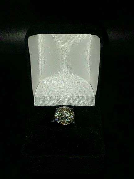 Huge 11.5 Ct Vvs1 Ice Blue Fire Moissanite14 Kt White Gold PlatedRing