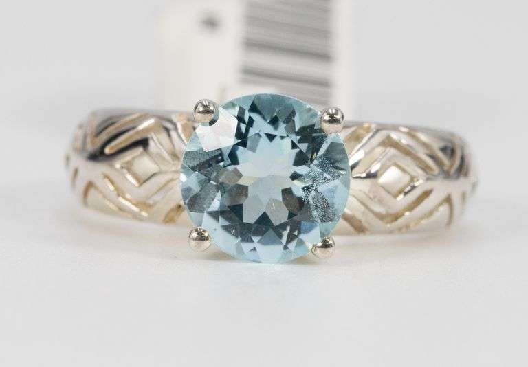 Sterling Silver Natural Blue Topaz Gemstone Ring Size 7