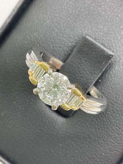 CERTIFIED LADIES 18K AND PLATINUM DIAMOND ENGAGEMENT RING
