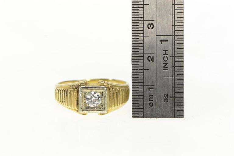14K Yellow Gold 0.50 Ct Old European Cut Men's Diamond Ring