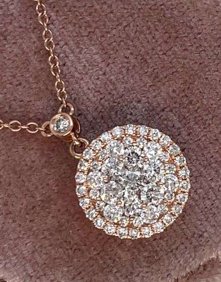 14K ROSE GOLD NECKLACE WITH DIAMOND CIRCLE CHARM