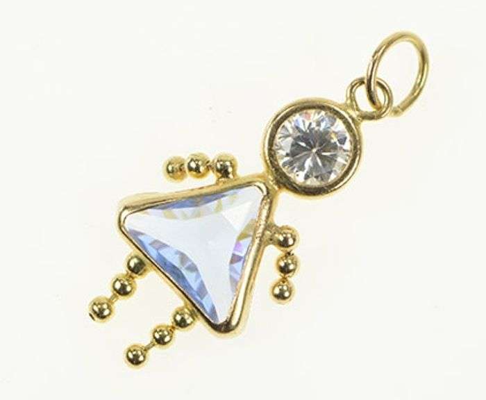 14K Yellow Gold Birthstone Baby September Sim. Sapphire Charm/Pendant