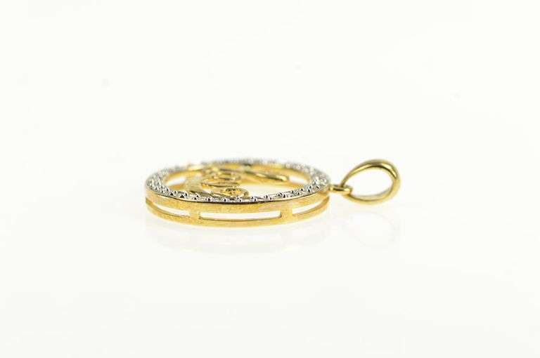 10K Yellow Gold Diamond Circle Love Romantic Valentine Round Pendant