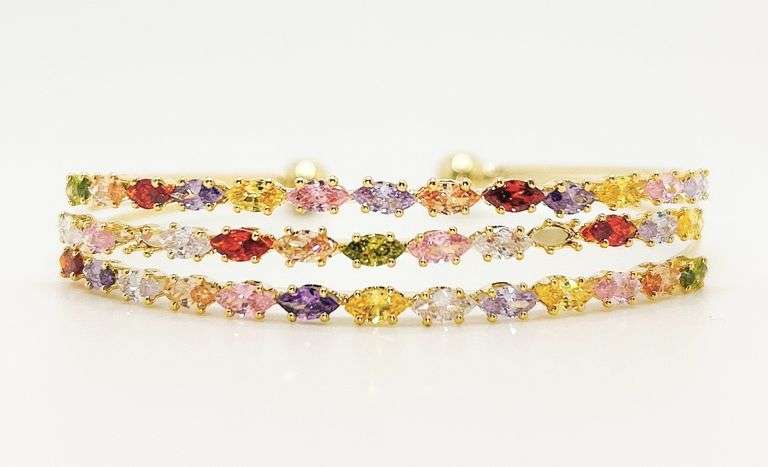 18kt Yellow Gold Plated Gemstone Bangle Bracelet