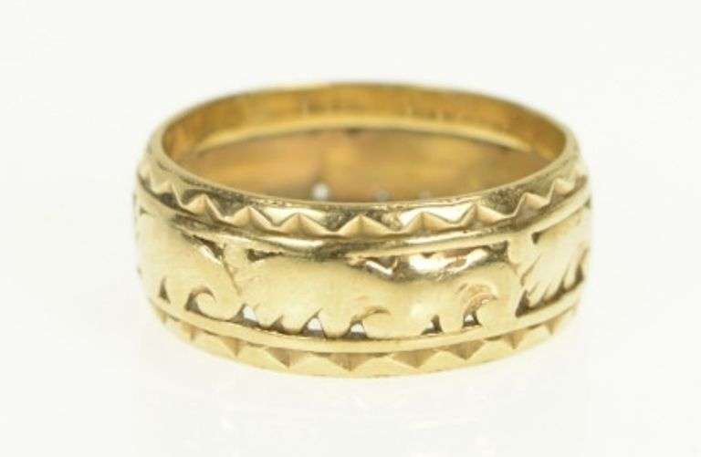 14K Yellow Gold 1930's Scroll Pattern Ornate Vintage Wedding Ring
