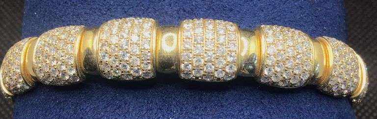 FABULOUS 14KT YELLOW GOLD & 4.0+ CARAT DIAMOND BANGLE BRACELET