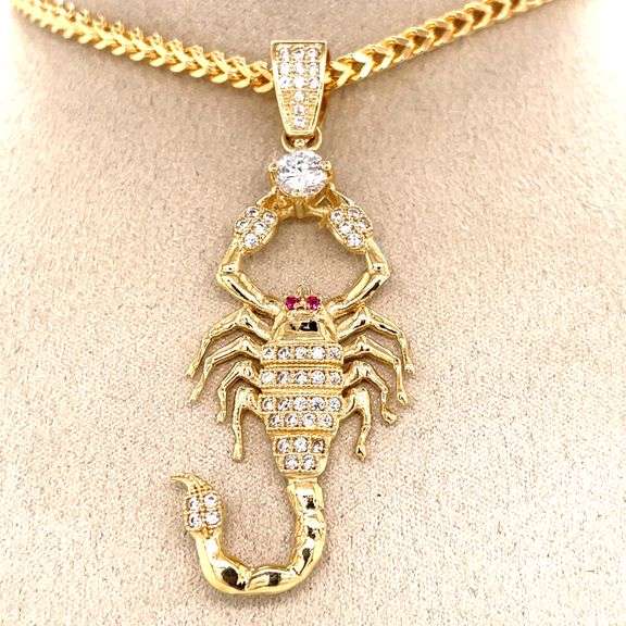 14K YELLOW GOLD SCORPIO CHARM WITH CHAIN