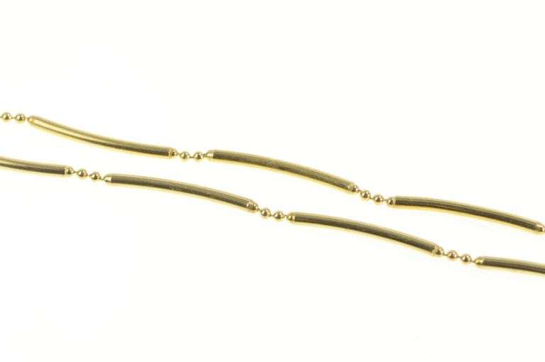 9K Yellow Gold 1.8mm Bar Ball Link Fancy Statement Chain Necklace